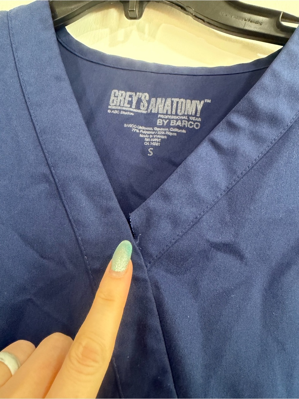 Grey's Anatomy Navy Medical Scrub Top by Barco - Picture 3 of 7